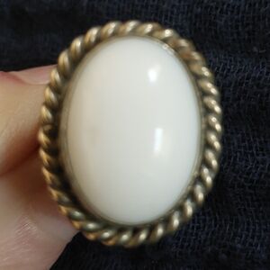 Sterling Silver White Onyx Taxco Mexican Ring, Size 7.